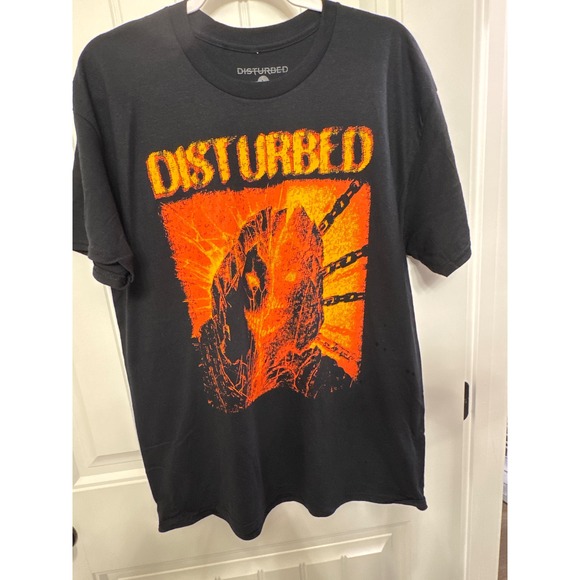 NEW - Disturbed Chains Band T Shirt 2024 Tour Dates Black Graphic Mens Size L - Picture 1 of 4